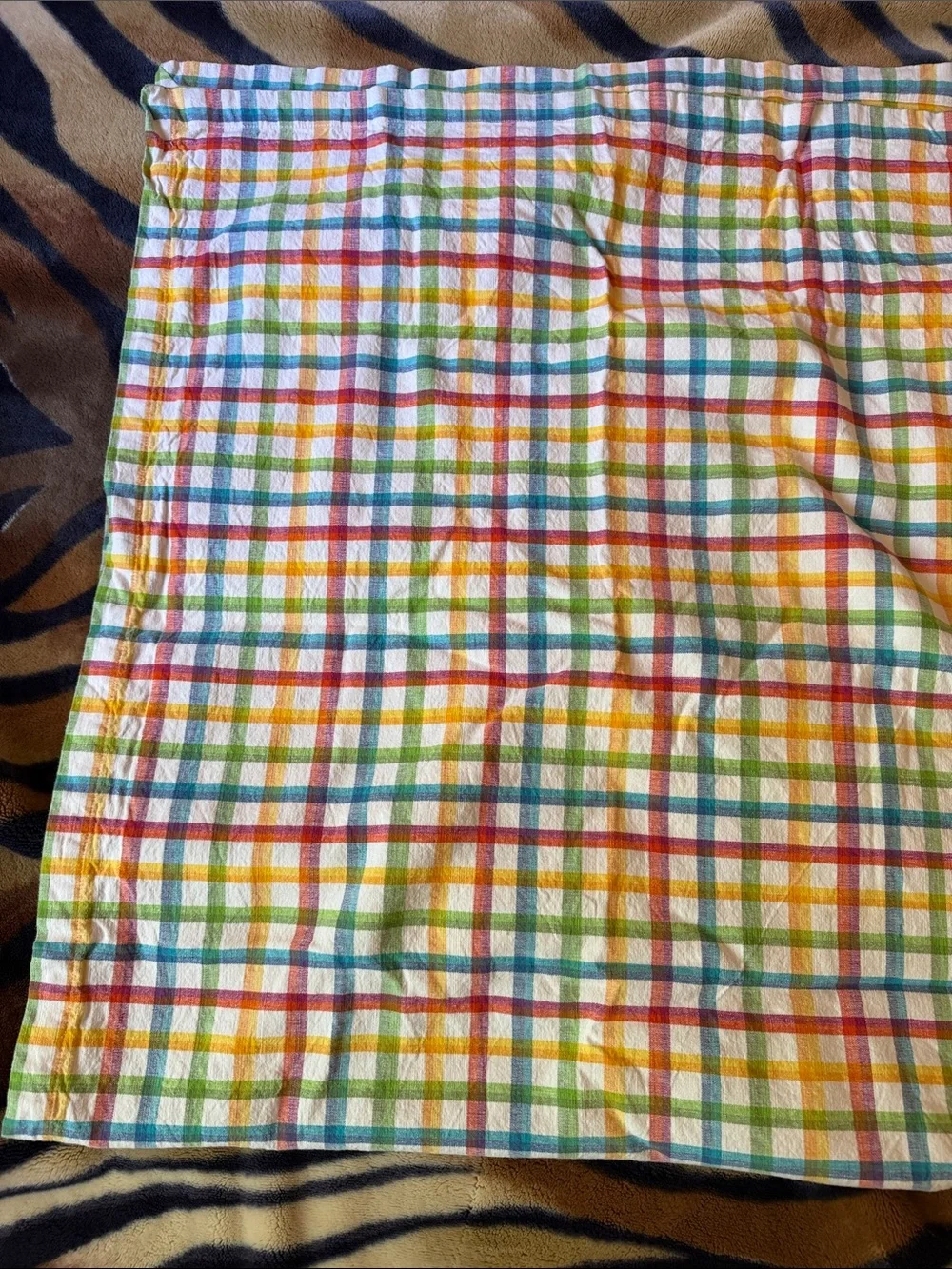 Crate&Barrel Multicolor Plaid Table Cloth